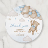 Blauw Beer Ballonnen Baby shower Ronde Bedankjes Labels (Voorkant)