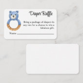  blauw Beer bijtring luier Raffle Informatiekaartje (Voorkant / Achterkant)