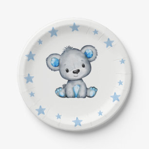 Blauw beer Bord 4 Baby shower, Birthday