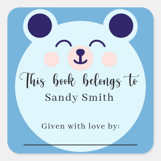Blauw Beer - Dit boek hoort bij bericht Vierkante Sticker (Voorkant)