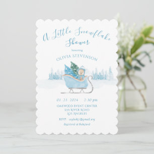 Blauw Beer een beetje sneeuwvlok Baby shower Kaart