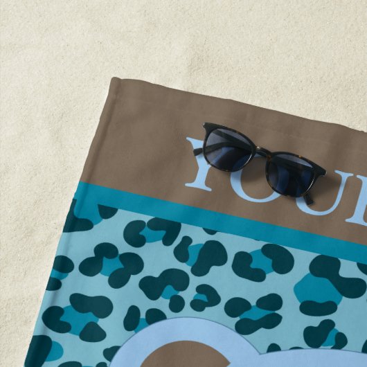 Blauw Beer gepersonaliseerde naam Kinder Strandlaken (In situ)