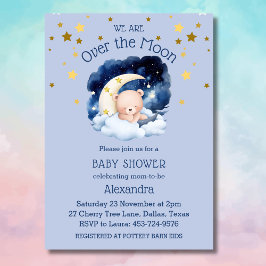 Blauw Beer gouden sterren boven de maan Baby showe Kaart