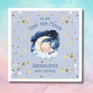 Blauw Beer gouden sterren boven de maan Baby showe Servet
