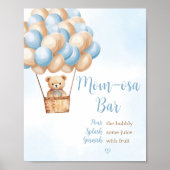 Blauw Beer Hete Luchtballon Baby shower Moeder Osa Poster (Voorkant)