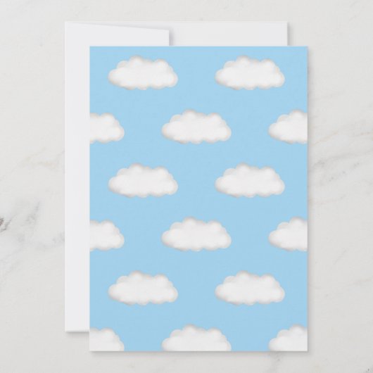 Blauw Beer Hete Luchtballon Jongen Doop Kaart (Achterkant)