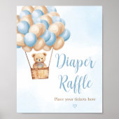 Blauw Beer Hete Luchtballon Luier Raffle Poster (Voorkant)