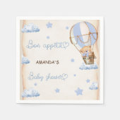 Blauw Beer Hete Luchtballon Rustiek baby shower Servet (Voorkant)