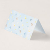 Blauw Beer Jongen Baby shower Verjaardagstabel Num Kaart (Achterkant)