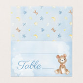 Blauw Beer Jongen Baby shower Verjaardagstabel Num Kaart (Buitenkant ongevouwen)