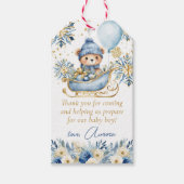 Blauw Beer Kerst Baby shower Dank u wel Cadeaulabel (Voorkant)
