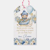 Blauw Beer Kerst Baby shower Dank u wel Cadeaulabel (Achterkant)