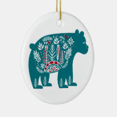 Blauw Beer met Design Keramisch Ornament (Rechts)