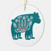 Blauw Beer met Design Keramisch Ornament (Links)