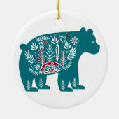 Blauw Beer met Design Keramisch Ornament (Achterkant)