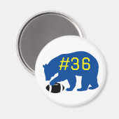 Blauw Beer met Football en Teamnummer Magneet (Voorkant / Achterkant)