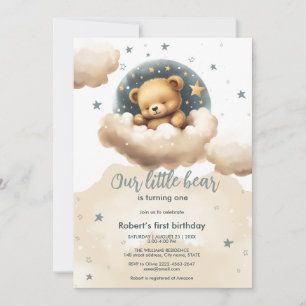 Blauw beer op de baby shower uitnodiging