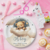 Blauw beer op de baby shower uitnodiging papieren bordje (Feest)