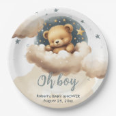 Blauw beer op de baby shower uitnodiging papieren bordje (Voorkant)