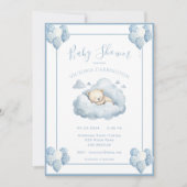 Blauw Beer op een Cloud Waterverf Baby Boy Shower Kaart (Voorkant)