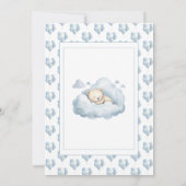 Blauw Beer op een Cloud Waterverf Baby Boy Shower Kaart (Achterkant)