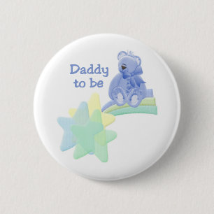 Blauw Beer papa om te worden Ronde Button 5,7 Cm