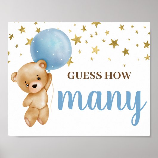 Blauw Beer raad hoeveel teken Poster (Voorkant)