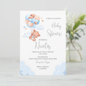 Blauw Beer Spaans Baby shower Jongen uitnodiging (Staand voorkant)