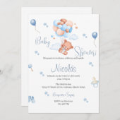 Blauw Beer Spaans Baby shower Jongen uitnodiging (Voorkant / Achterkant)