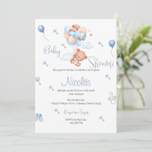 Blauw Beer Spaans Baby shower Jongen uitnodiging