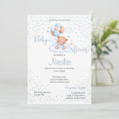 Blauw Beer Spaans Baby shower Jongen uitnodiging (Staand voorkant)