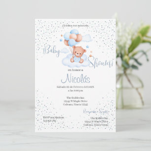 Blauw Beer Spaans Baby shower Jongen uitnodiging