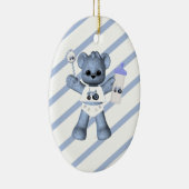 Blauw Beer Tractor 1st kerstversiering Keramisch Ornament (Rechts)