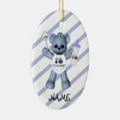 Blauw Beer Tractor 1st kerstversiering Keramisch Ornament (Rechts)