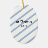 Blauw Beer Tractor 1st kerstversiering Keramisch Ornament (Achterkant)