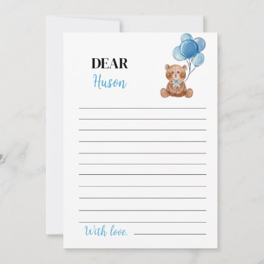 Blauw Beer Verjaardag Tijd Capsule Bericht Kaart (Voorkant)