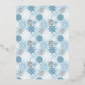 Blauw Beer Zilver Foil Snowflake Baby shower Folie Uitnodiging (Achterkant)