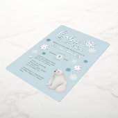Blauw Beer Zilver Foil Snowflake Baby shower Folie Uitnodiging (Gedraaid)