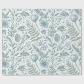 Blauw behang Floral Cadeaupapier (Vlak)