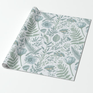 Blauw behang Floral Cadeaupapier