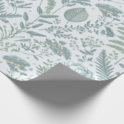 Blauw behang Floral Cadeaupapier (Hoek)