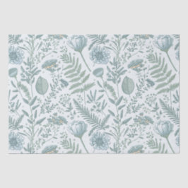 Blauw behang Floral Tissuepapier