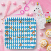 Blauw Beiers Octoberfest Pretzels Personaliseren Papieren Bordje (Feest)