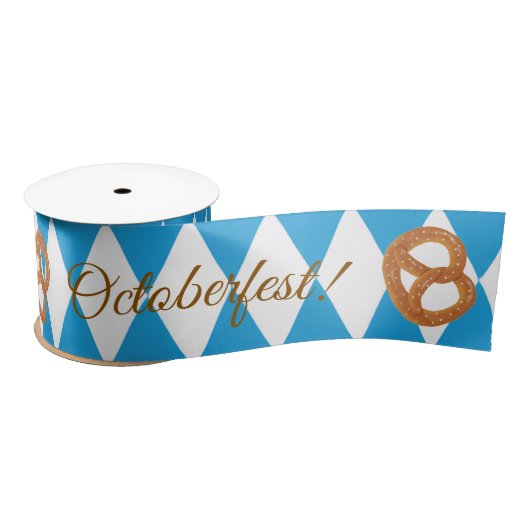 Blauw Beiers Octoberfest Pretzels Satijnen Lint (Spoel)