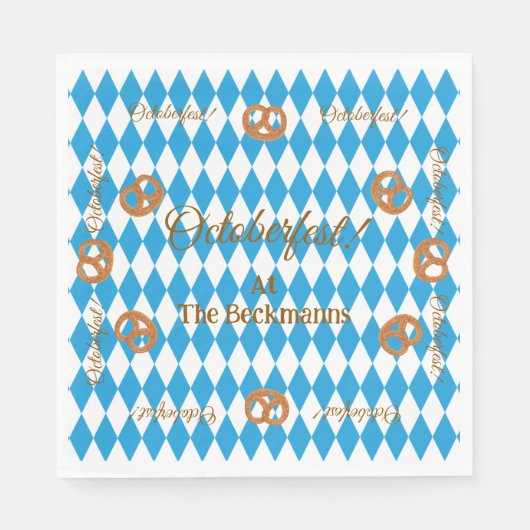 Blauw Beiers Octoberfest Pretzels Servet (Voorkant)
