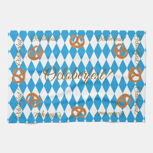 Blauw Beiers Octoberfest Pretzels Theedoek (Horizontaal)