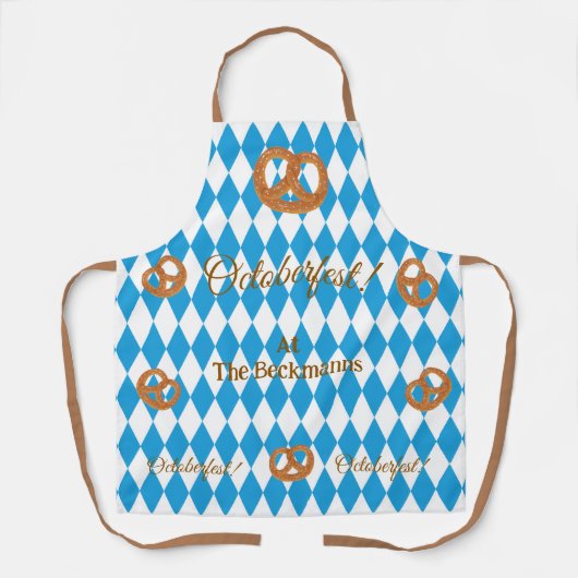 Blauw Beiers Oktoberfest Pretzels PERSONALISEREN Schort (Voorkant)