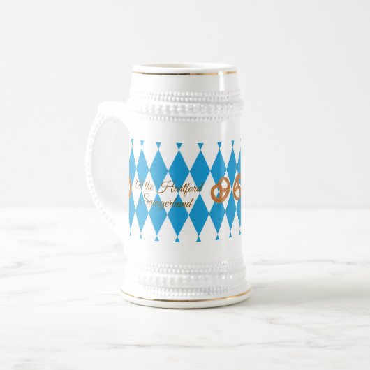 Blauw Beierse Prost! Brezel NAAM Bierpul (Voorkant links)