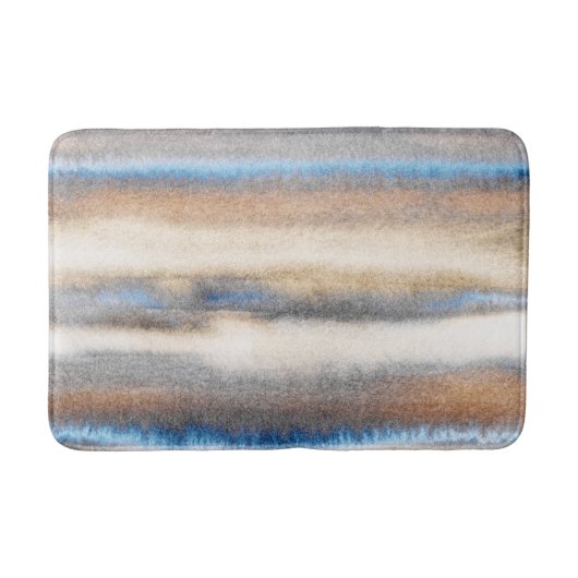 Blauw beige Abstracte strepen Badmat (Voorkant)