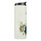 blauw beige bloem bruiloft  thermosbeker (Gedraaid links)